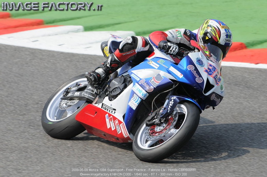 2009-05-09 Monza 1084 Supersport - Free Practice - Fabrizio Lai - Honda CBR600RR